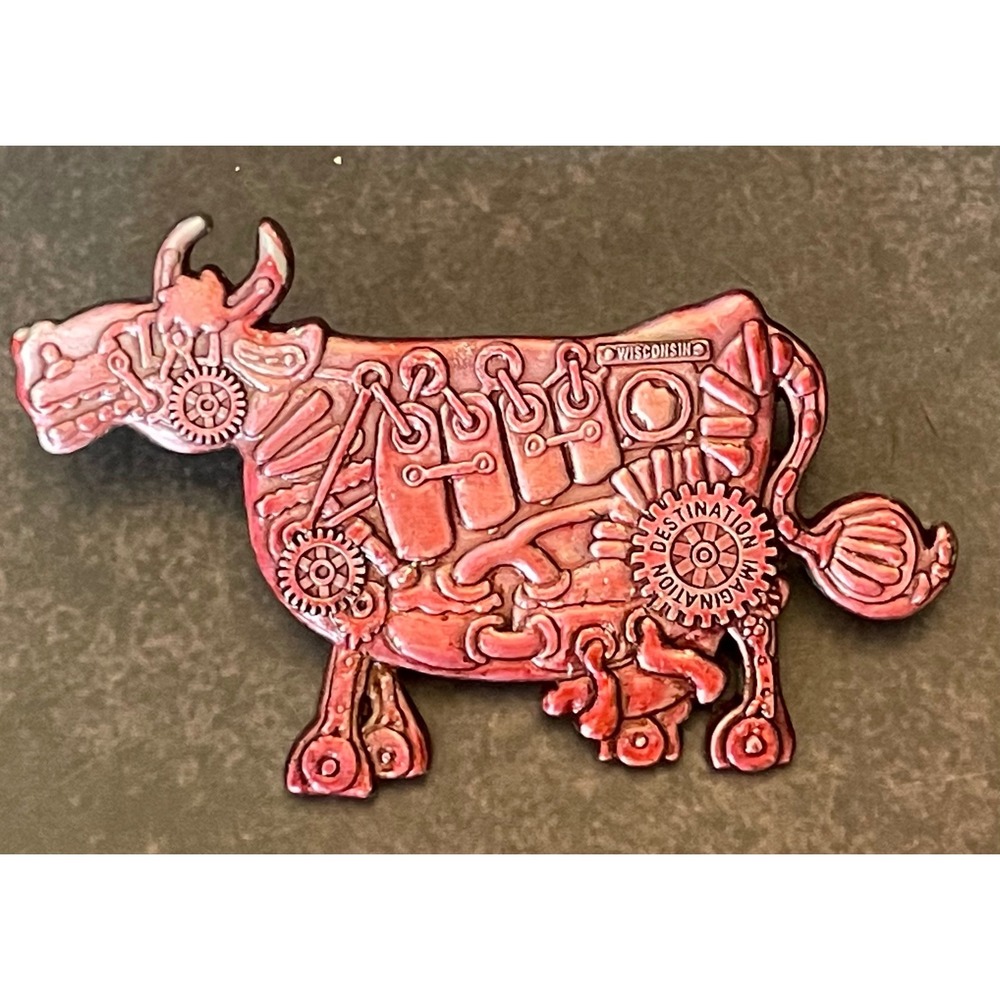 Destination Imagination Wisconsin Steampunk Cow Pin Pink-ish Mechanical Gear
